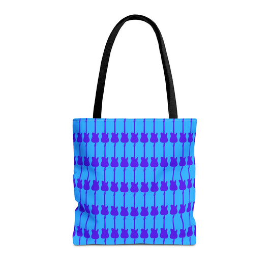 Electric Guitar Vertical Print Tote Bag Purple & Blue - Rock & Roll Prints