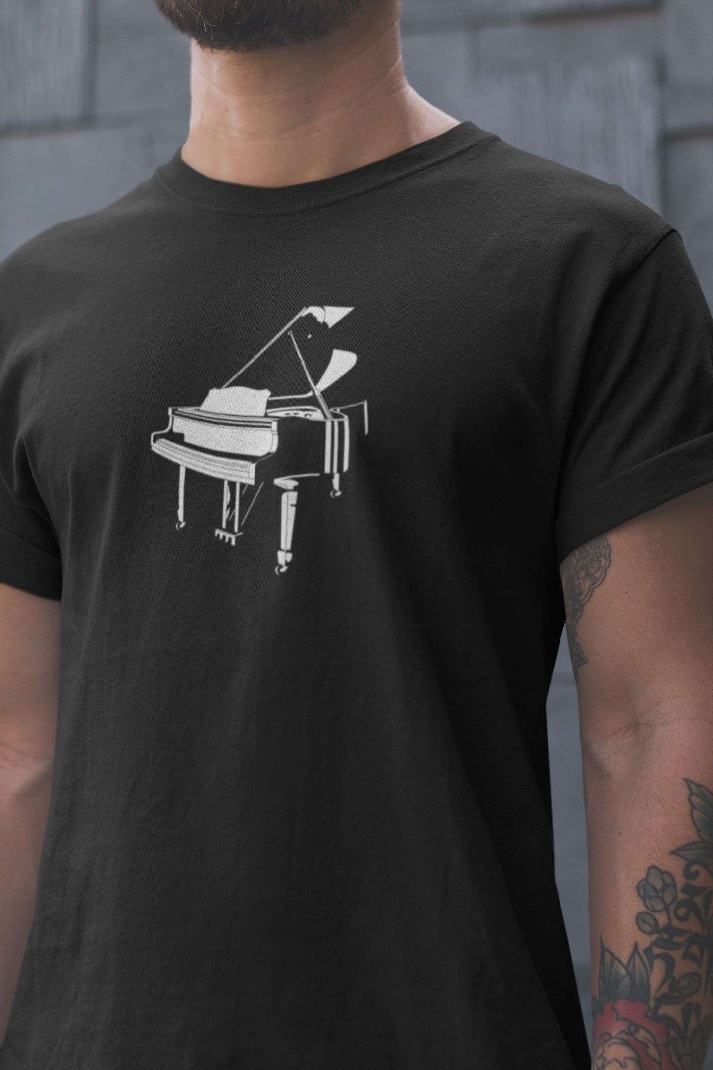 Grand Piano Design Mens Unisex Soft Cotton T-shirt - Rock & Roll Prints