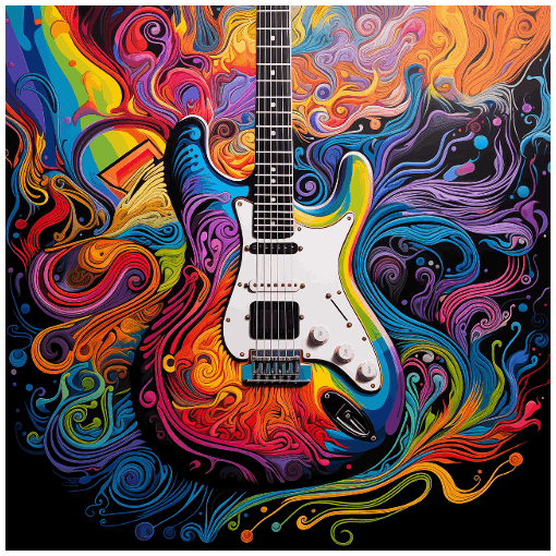 Graphic Paint Electric Guitar Art Print - Rock & Roll Prints