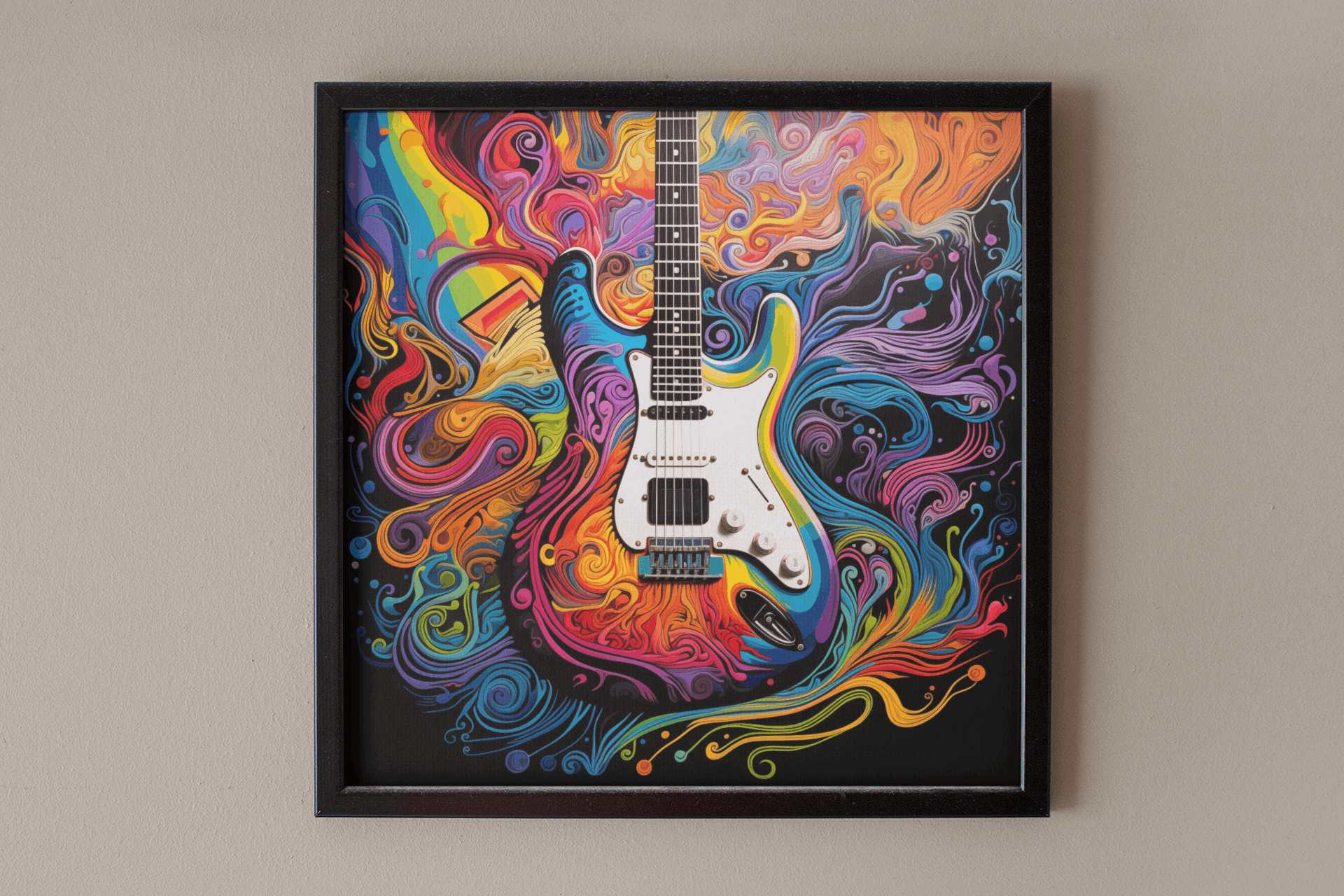 Graphic Paint Electric Guitar Art Print - Rock & Roll Prints