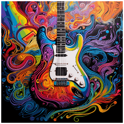 Graphic Paint Electric Guitar Art Print - Rock & Roll Prints