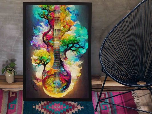 Guitar Nature Bright Color Art Print - Rock & Roll Prints