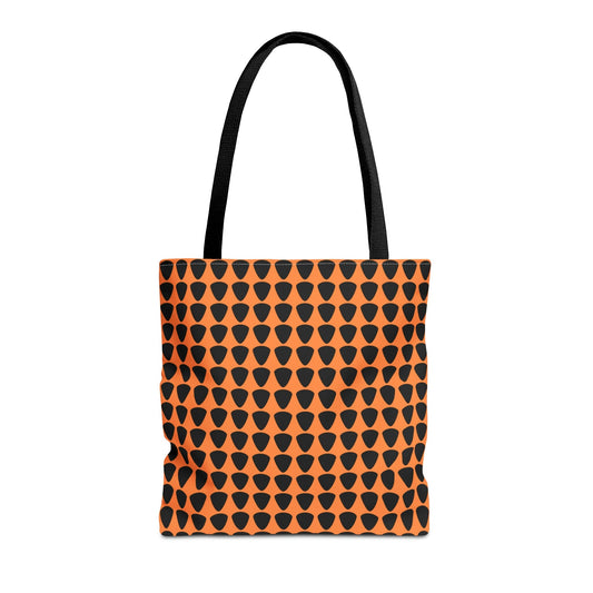 Guitar Picks Plectrums Tote Bag Black & Orange - Rock & Roll Prints