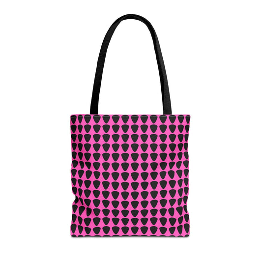 Guitar Picks Plectrums Tote Bag Black & Pink - Rock & Roll Prints