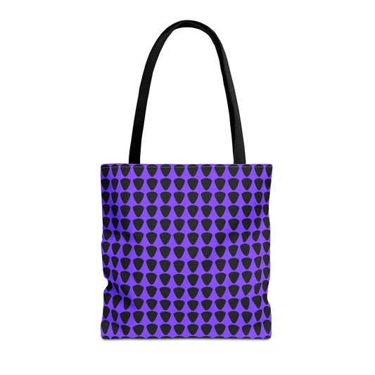 Guitar Picks Plectrums Tote Bag Black & Purple - Rock & Roll Prints