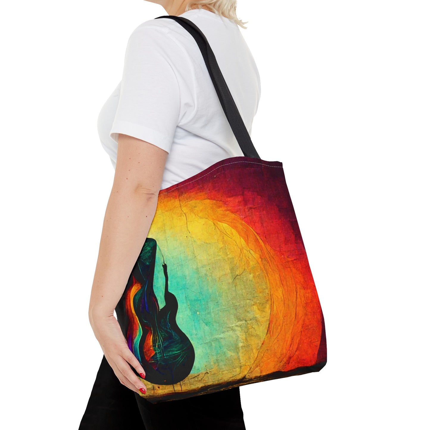 Guitar Woman Silhouette Tote Bag - Rock & Roll Prints