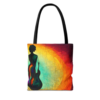 Guitar Woman Silhouette Tote Bag - Rock & Roll Prints