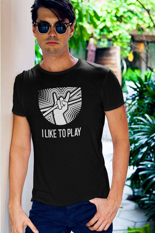 I Like To Play Drummer Design Mens Unisex Soft Cotton T-shirt - Rock & Roll Prints