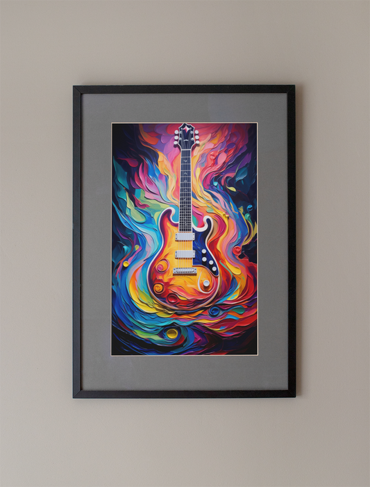 Moody Paint Effect Electric Guitar Art Print - Rock & Roll Prints