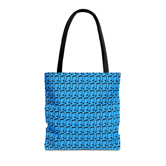 Music Notes Tote Bag Black & Blue - Rock & Roll Prints