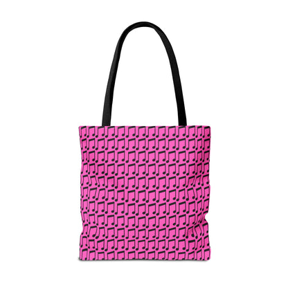 Music Notes Tote Bag Black & Pink - Rock & Roll Prints