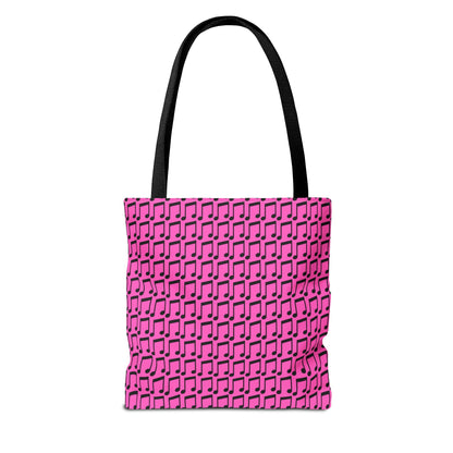 Music Notes Tote Bag Black & Pink - Rock & Roll Prints