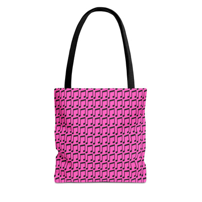 Music Notes Tote Bag Black & Pink - Rock & Roll Prints