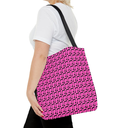 Music Notes Tote Bag Black & Pink - Rock & Roll Prints