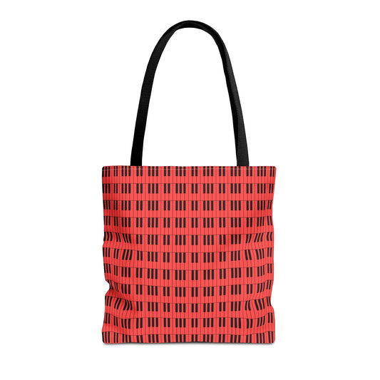 Piano Keys Tote Bag Black & Red - Rock & Roll Prints