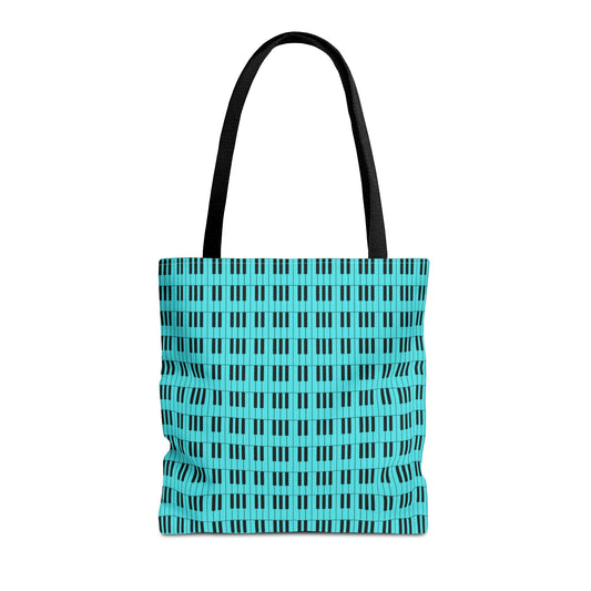 Piano Keys Tote Bag Black & Turquoise - Rock & Roll Prints