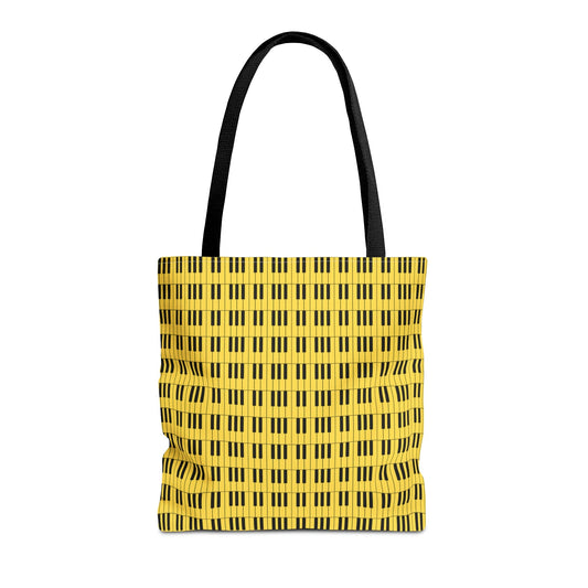 Piano Keys Tote Bag Black & Yellow - Rock & Roll Prints