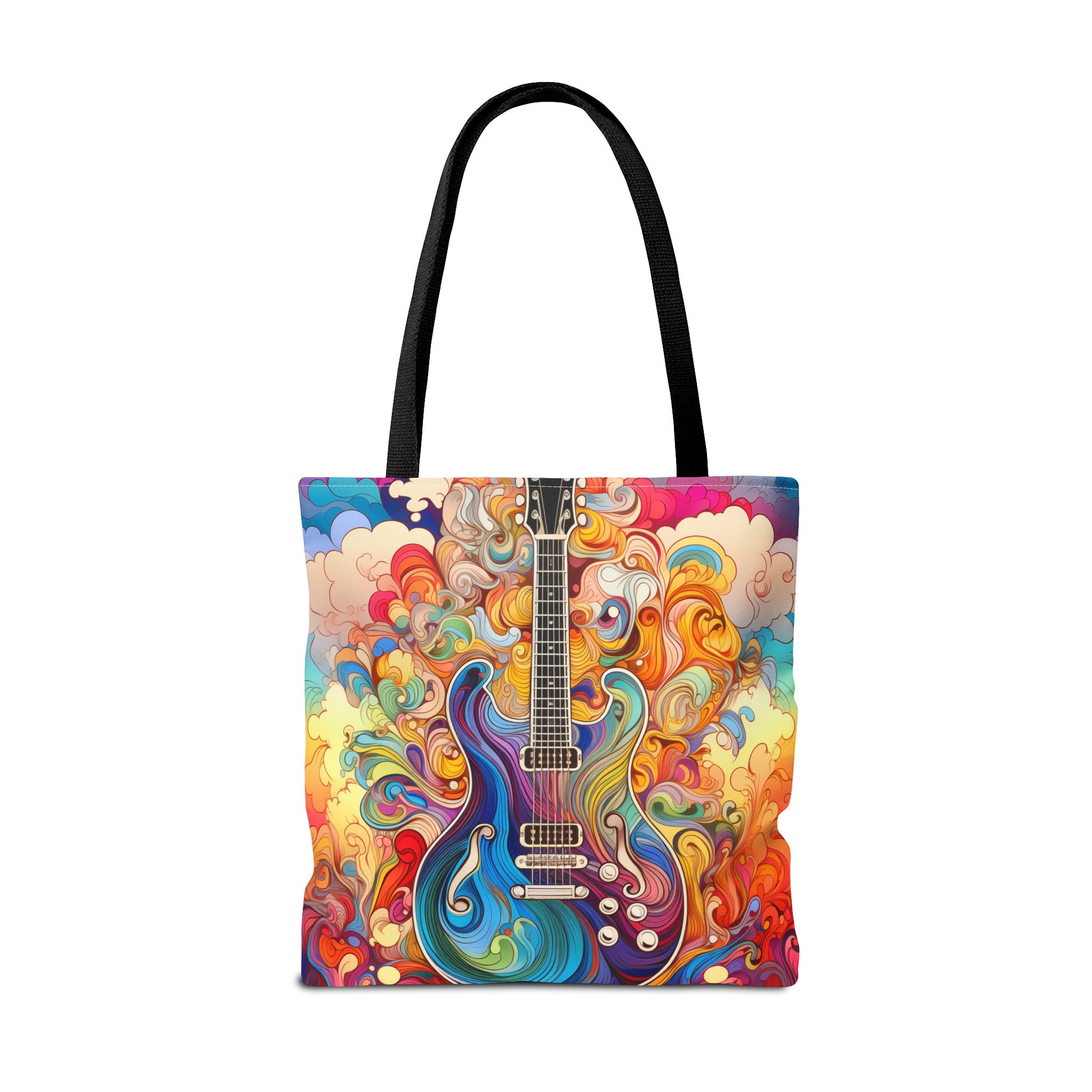 Psychedelic Cartoon Swirls Guitar Tote Bag - Rock & Roll Prints