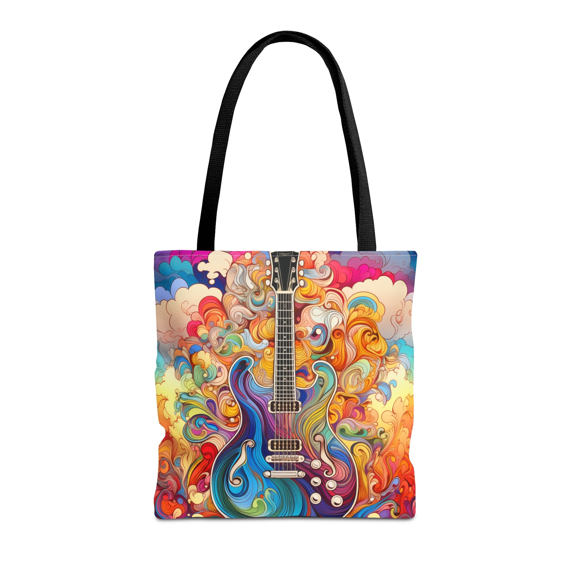 Psychedelic Cartoon Swirls Guitar Tote Bag - Rock & Roll Prints