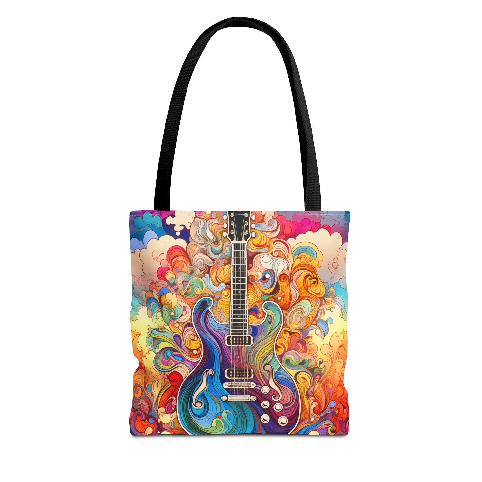 Psychedelic Cartoon Swirls Guitar Tote Bag - Rock & Roll Prints