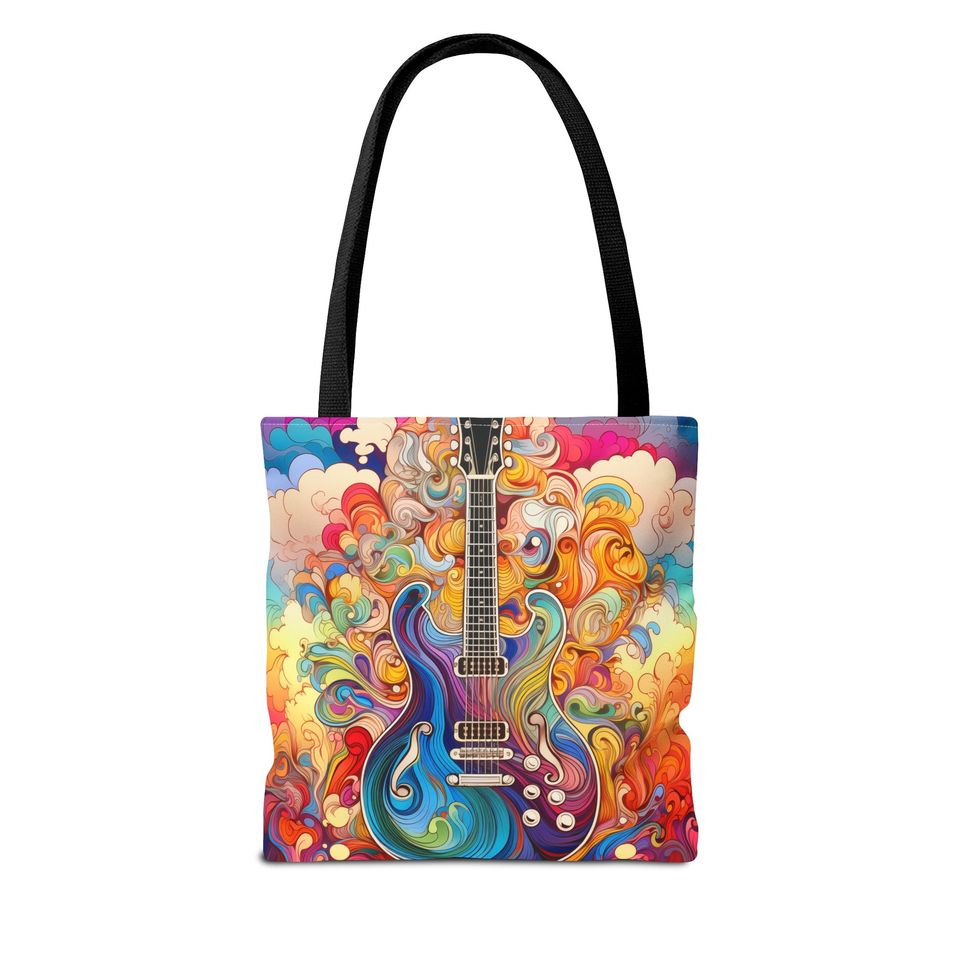 Psychedelic Cartoon Swirls Guitar Tote Bag - Rock & Roll Prints