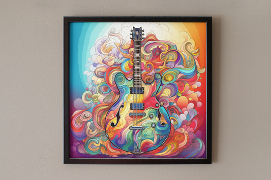 Psychedelic Floral Electric Guitar Art Print - Rock & Roll Prints