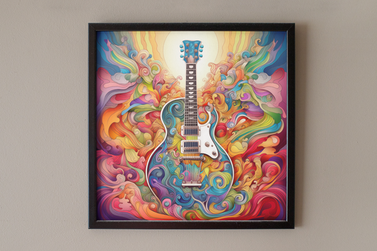 Psychedelic Waves Electric Guitar Art Print - Rock & Roll Prints