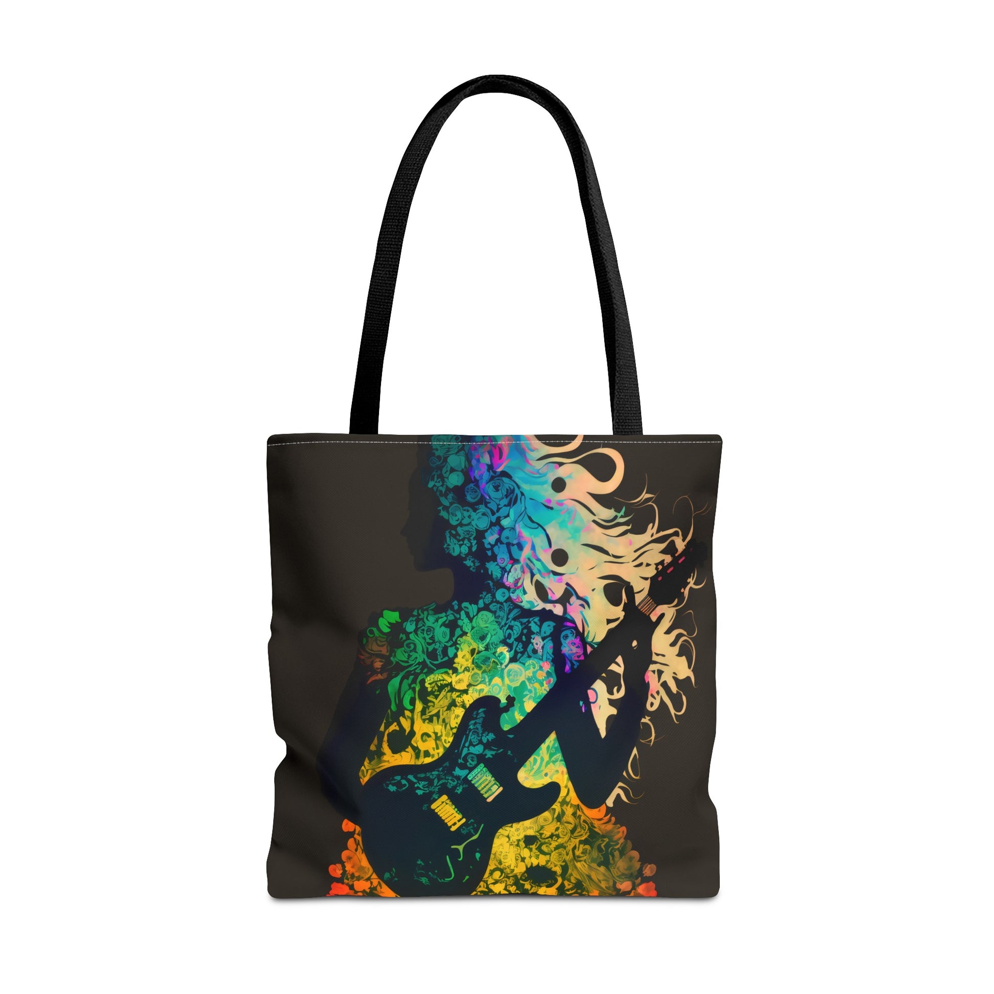 Rainbow Flower Guitar Girl Tote Bag - Rock & Roll Prints