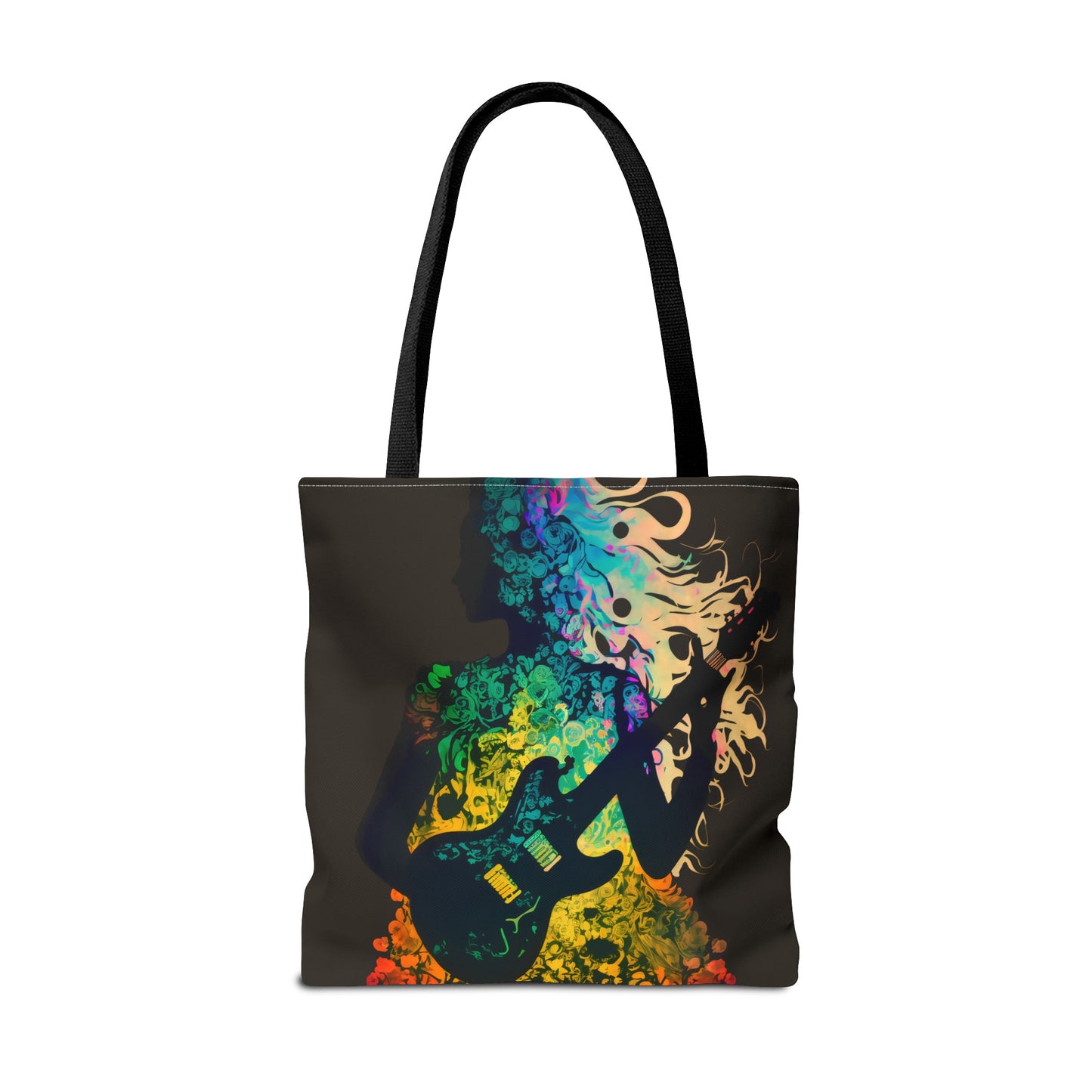 Rainbow Flower Guitar Girl Tote Bag - Rock & Roll Prints