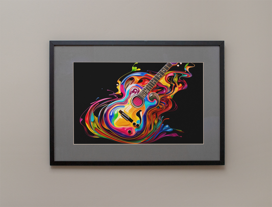 Swirling Oil Paint Acoustic Guitar Art Print - Rock & Roll Prints