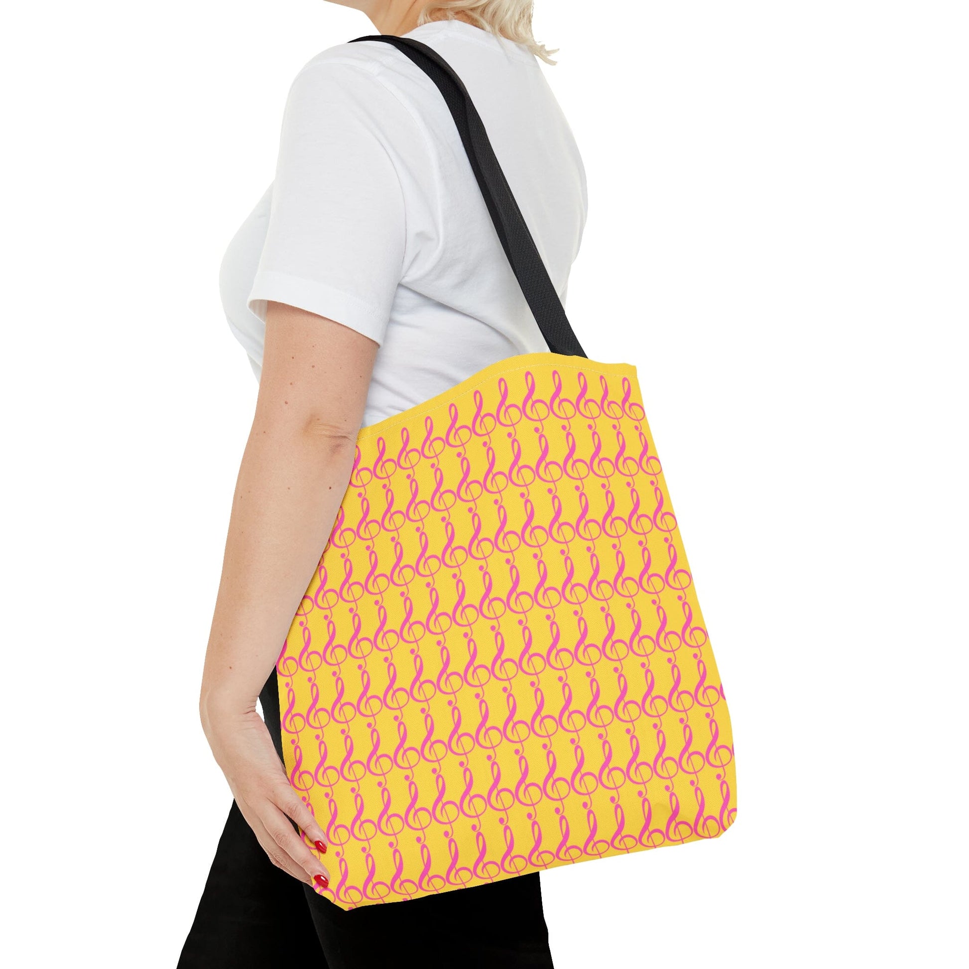 Treble Clef Tote Bag Pink & Yellow - Rock & Roll Prints