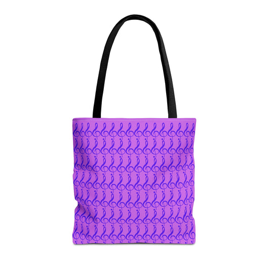 Treble Clef Tote Bag Purple & Pink - Rock & Roll Prints