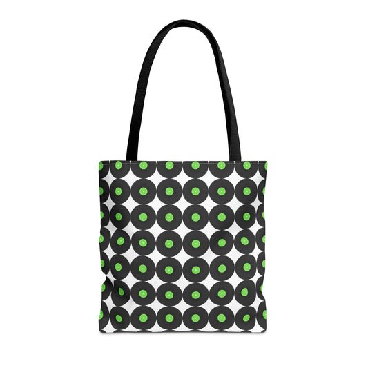 Vinyl Record Tote Bag Black & Green - Rock & Roll Prints