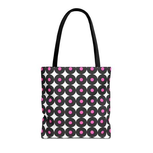 Vinyl Record Tote Bag Black & Pink - Rock & Roll Prints