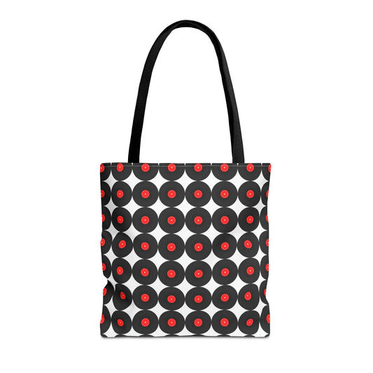 Vinyl Record Tote Bag Black & Red - Rock & Roll Prints