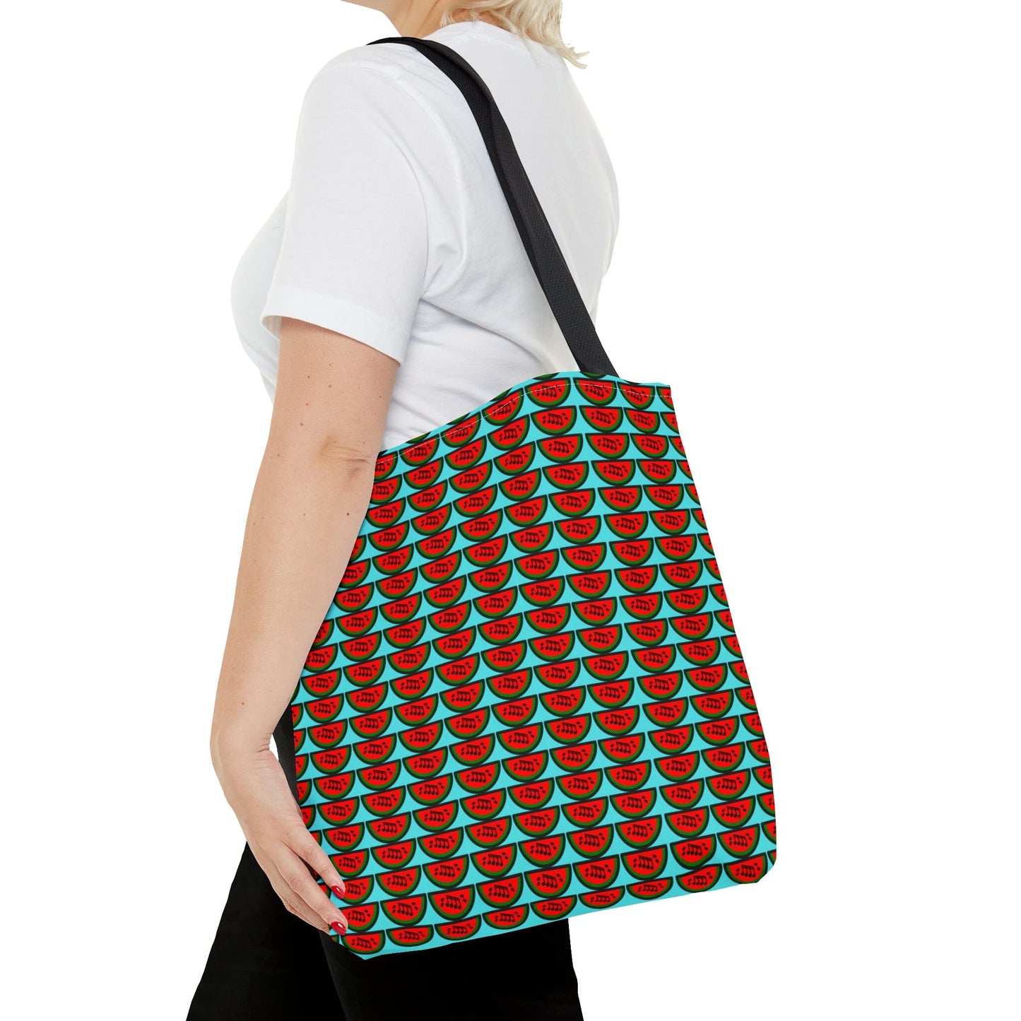 Watermelon Notation Tote Bag Turquoise - Rock & Roll Prints