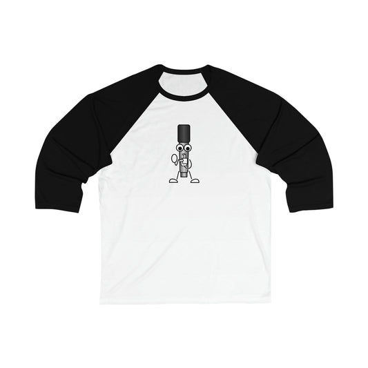 Cartoon Microphone Unisex 3\4 Sleeve Baseball Tee - Rock & Roll Prints