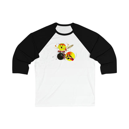 Emoji Drums & Guitar Unisex 3\4 Sleeve Baseball Tee - Rock & Roll Prints