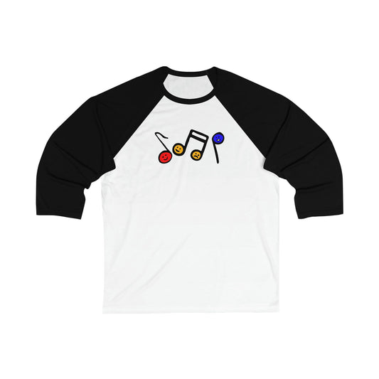 Happy Notes Unisex 3\4 Sleeve Baseball Tee - Rock & Roll Prints