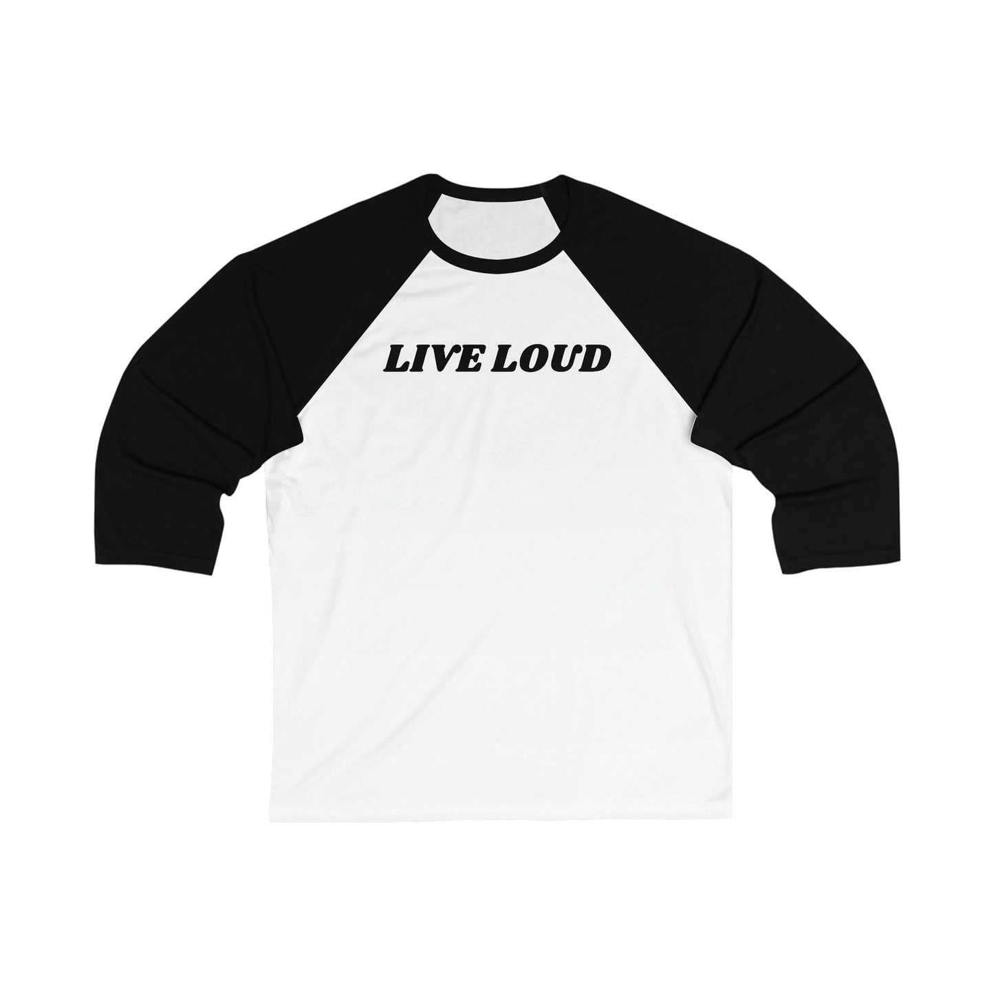 Live Loud Unisex 3\4 Sleeve Baseball Tee - Rock & Roll Prints