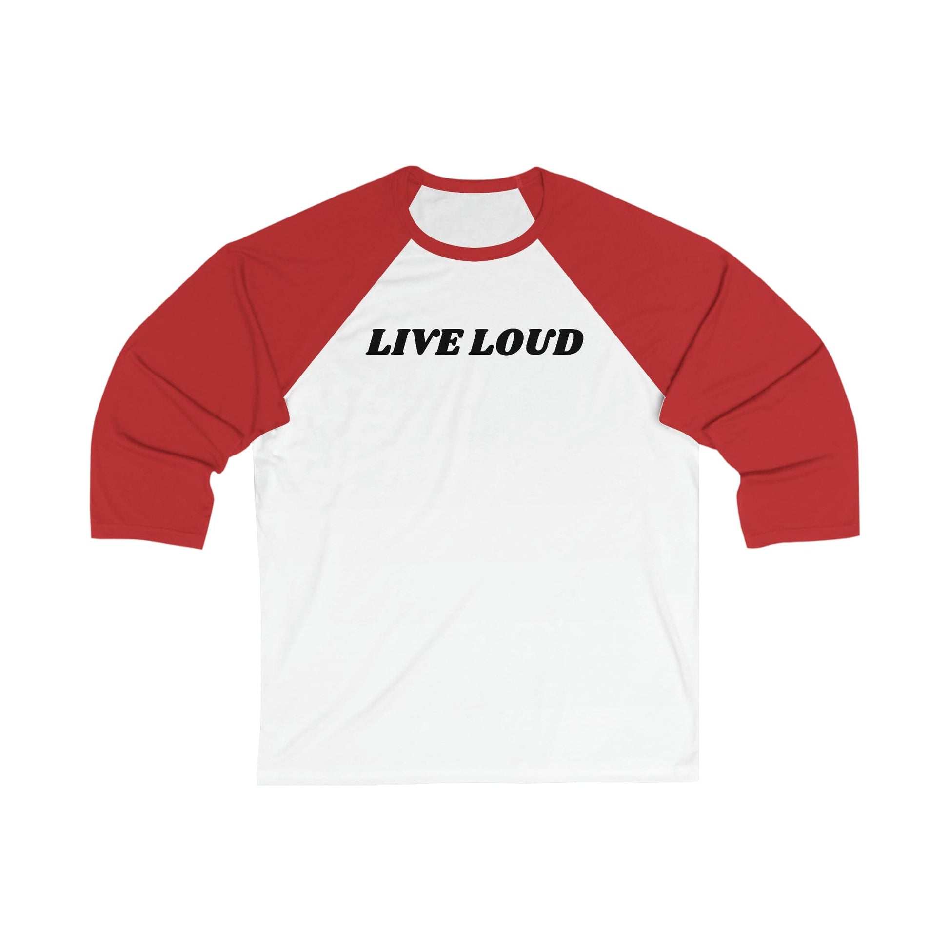 Live Loud Unisex 3\4 Sleeve Baseball Tee - Rock & Roll Prints