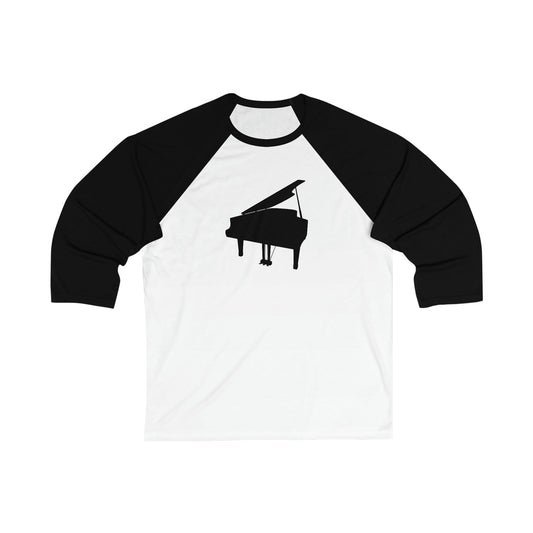 Piano Silhouette Unisex 3\4 Sleeve Baseball Tee - Rock & Roll Prints