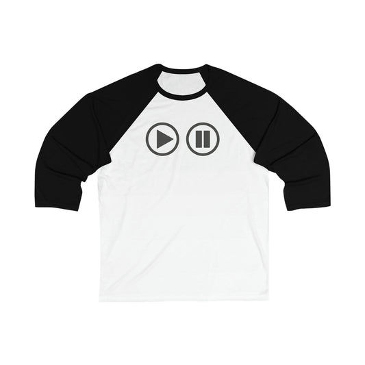 Play & Pause Buttons Unisex 3\4 Sleeve Baseball Tee - Rock & Roll Prints