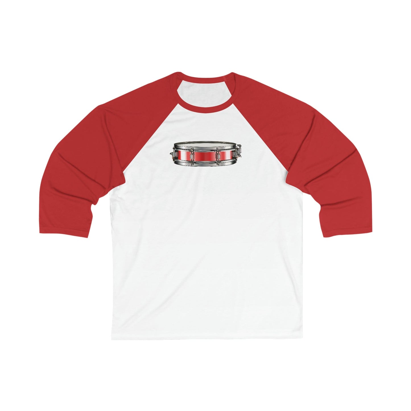 Red Snare Drum Unisex 3\4 Sleeve Baseball Tee - Rock & Roll Prints