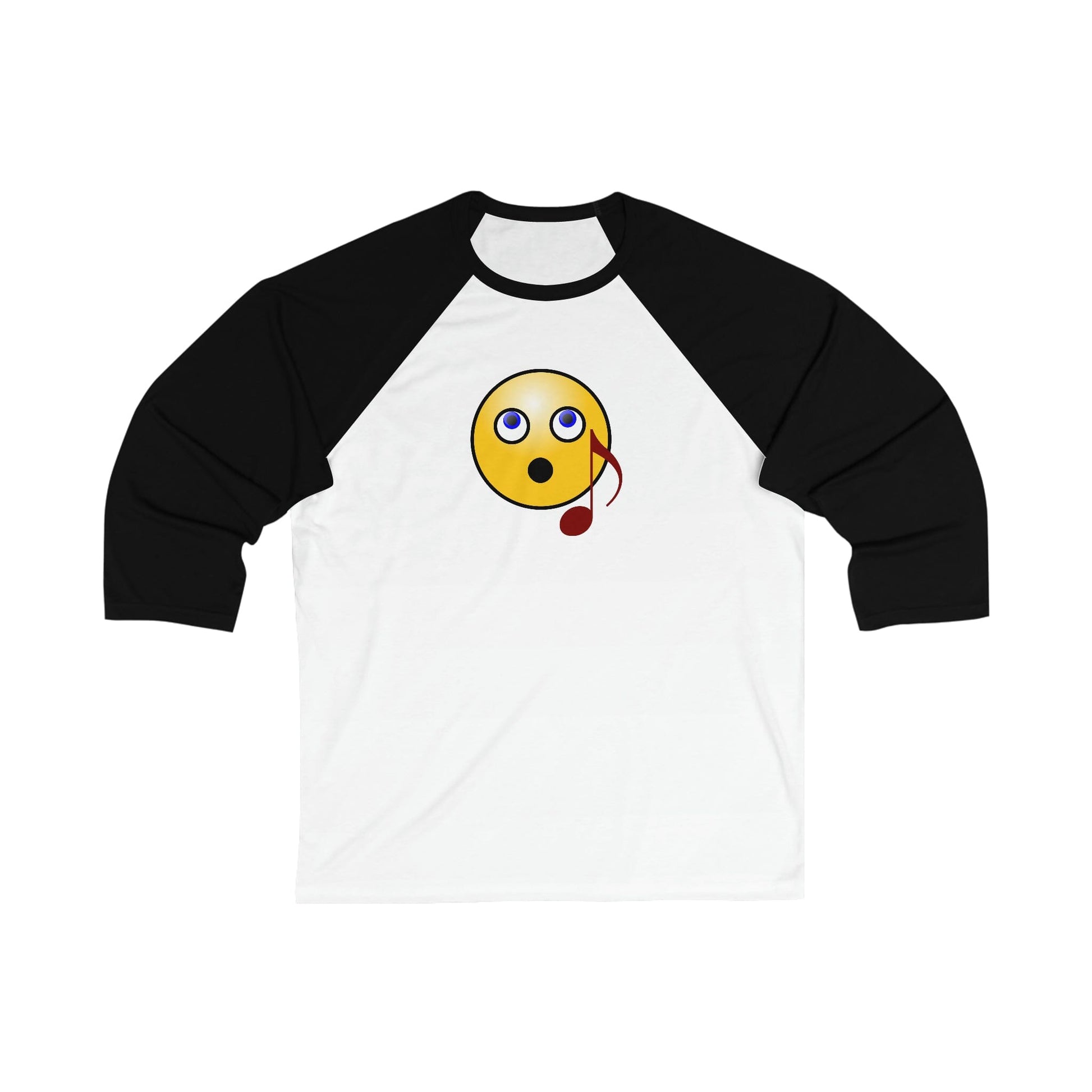 Singing Emoji Unisex 3\4 Sleeve Baseball Tee - Rock & Roll Prints