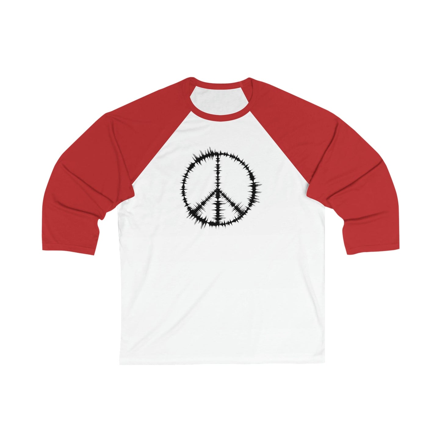 Sound Waves Peace Sign Unisex 3\4 Sleeve Baseball Tee - Rock & Roll Prints