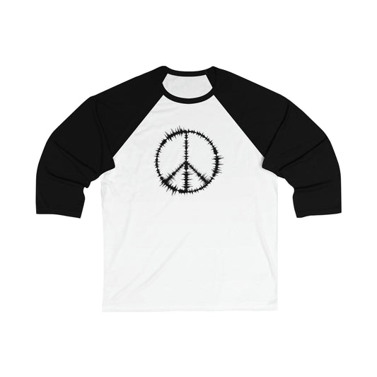 Sound Waves Peace Sign Unisex 3\4 Sleeve Baseball Tee - Rock & Roll Prints