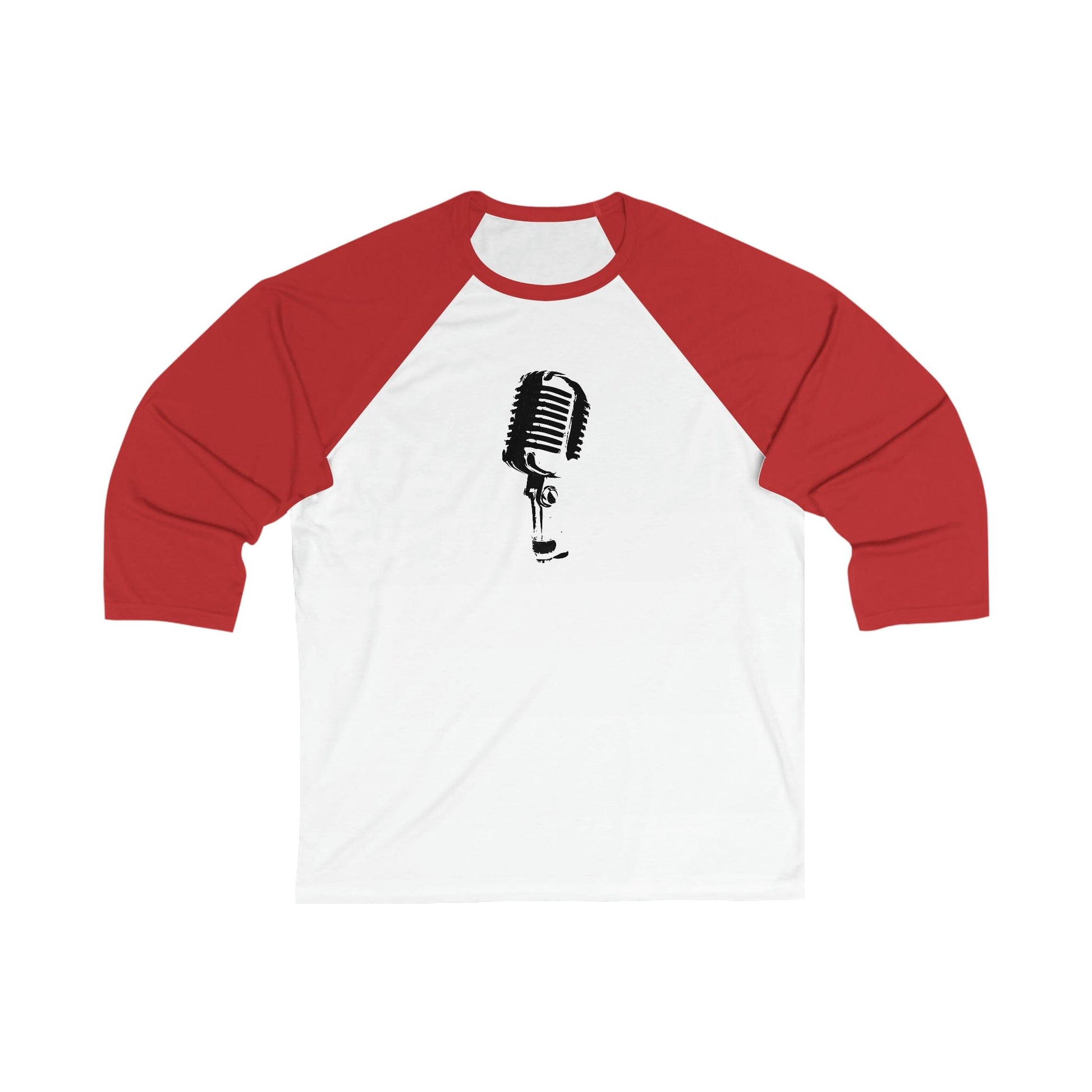 Vintage Mic Outline Unisex 3\4 Sleeve Baseball Tee - Rock & Roll Prints