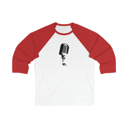 Vintage Mic Outline Unisex 3\4 Sleeve Baseball Tee - Rock & Roll Prints