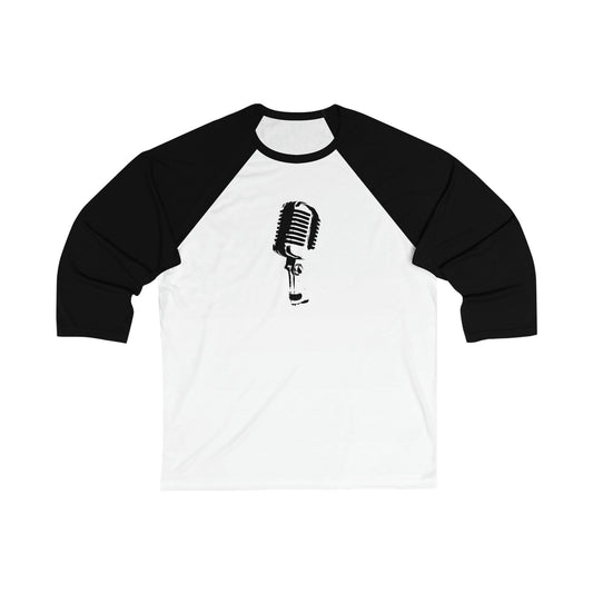 Vintage Mic Outline Unisex 3\4 Sleeve Baseball Tee - Rock & Roll Prints